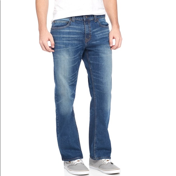 TRUE CRAFT Mens Denim Distressed Straight Jeans - Picture 1 of 16